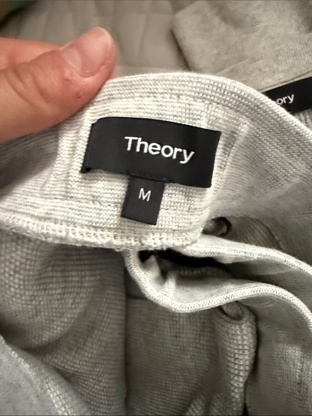 Theory Heather Gray Waffle-Knit Henley Sweater Set - Picture 3 of 3